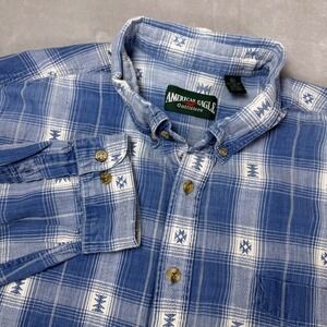 American Eagle Outfitters Button Down Shirt Mens Blue Aztec Size XL VTG*